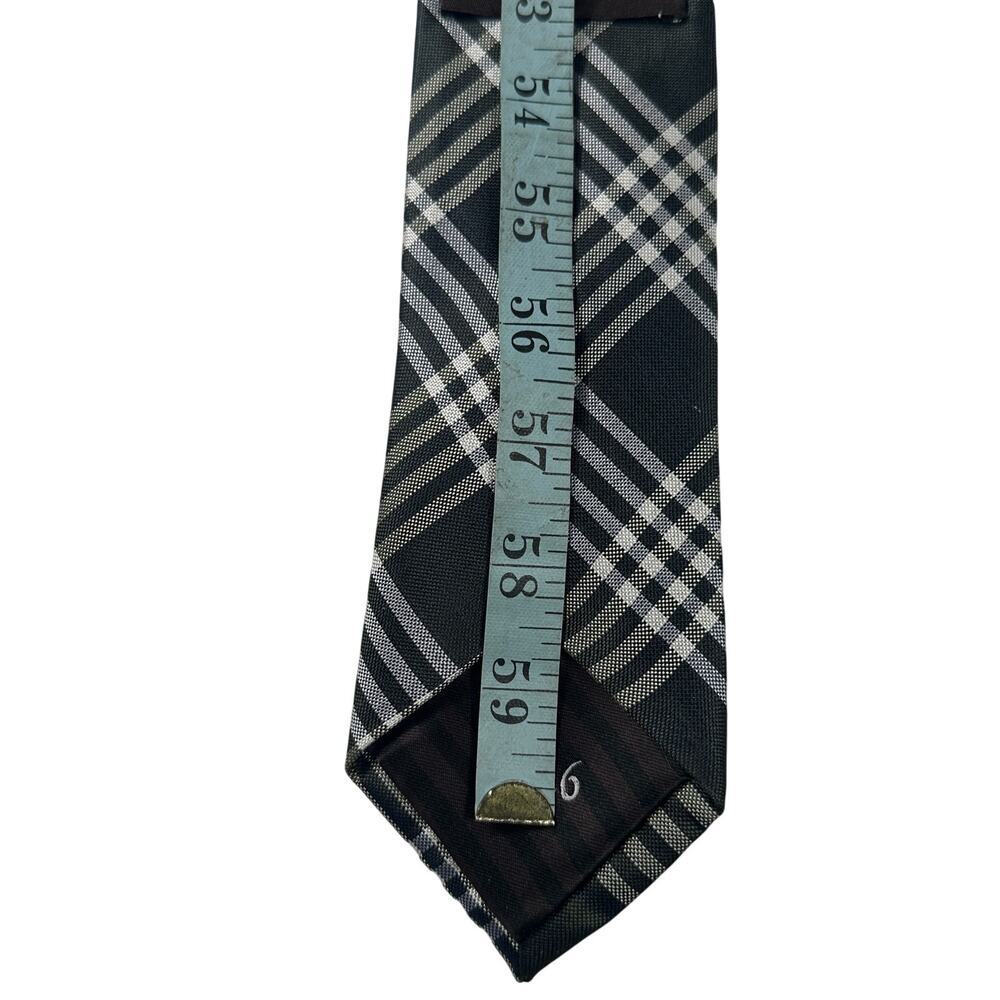 Black Brown 1826 100% Silk Neck Tie Navy Blue Green White Reflective‎ Plaid - Picture 10 of 12